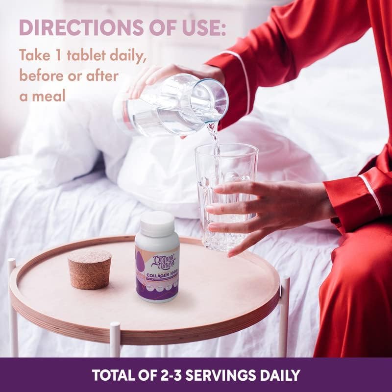 ORGANIC NATION | Hydrolyzed Collagen 1000+ Tablets | 90 Coated Tablets | Natural | Vegan | Non-GMO | For Silky Smooth Skin | Anti-Wrinkles | Anti-Aging | With Hyaluronic Acid and Vitamin C