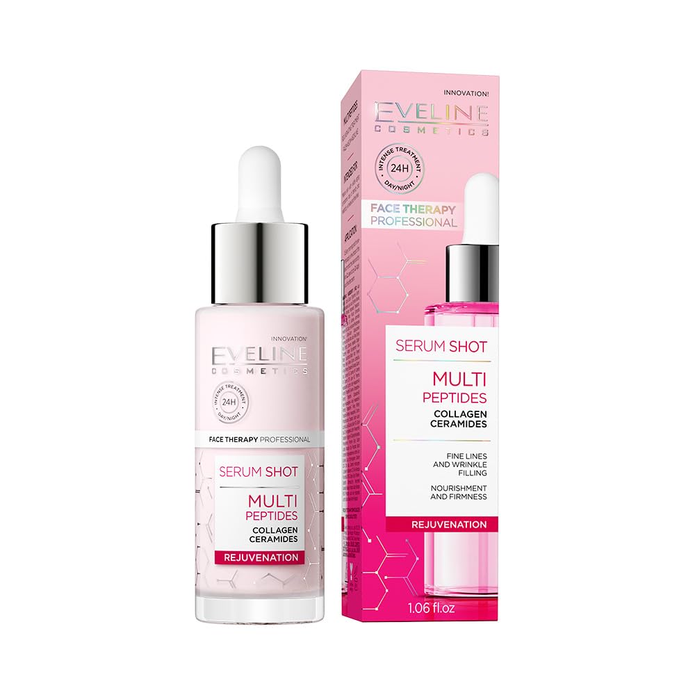 Eveline Cosmetics Face Therapy Professional Rejuvenation Serum Shot | Infused with Multi Peptides | Enriched with Collagen and Ceramides | Helps in Fine Lines & Wrinkle Filling | 30ml