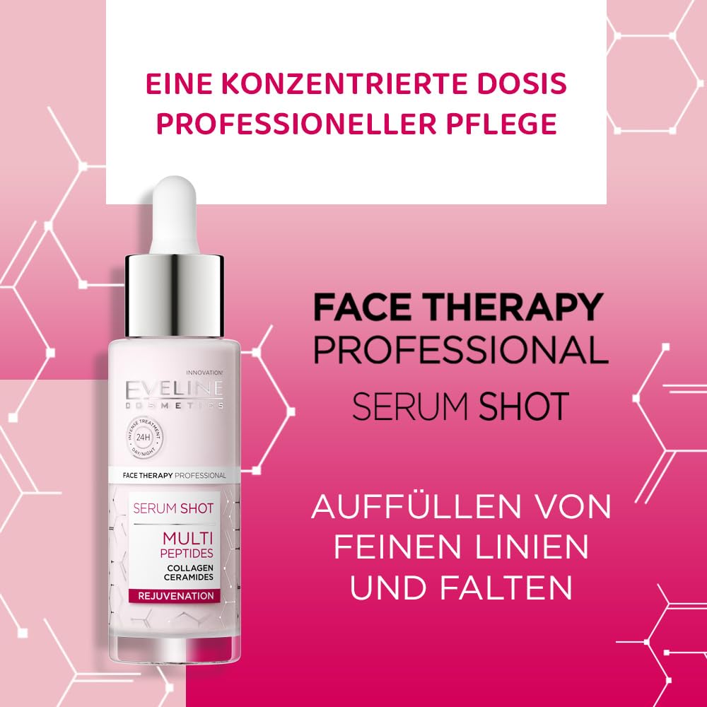 Eveline Cosmetics Face Therapy Professional Rejuvenation Serum Shot | Infused with Multi Peptides | Enriched with Collagen and Ceramides | Helps in Fine Lines & Wrinkle Filling | 30ml