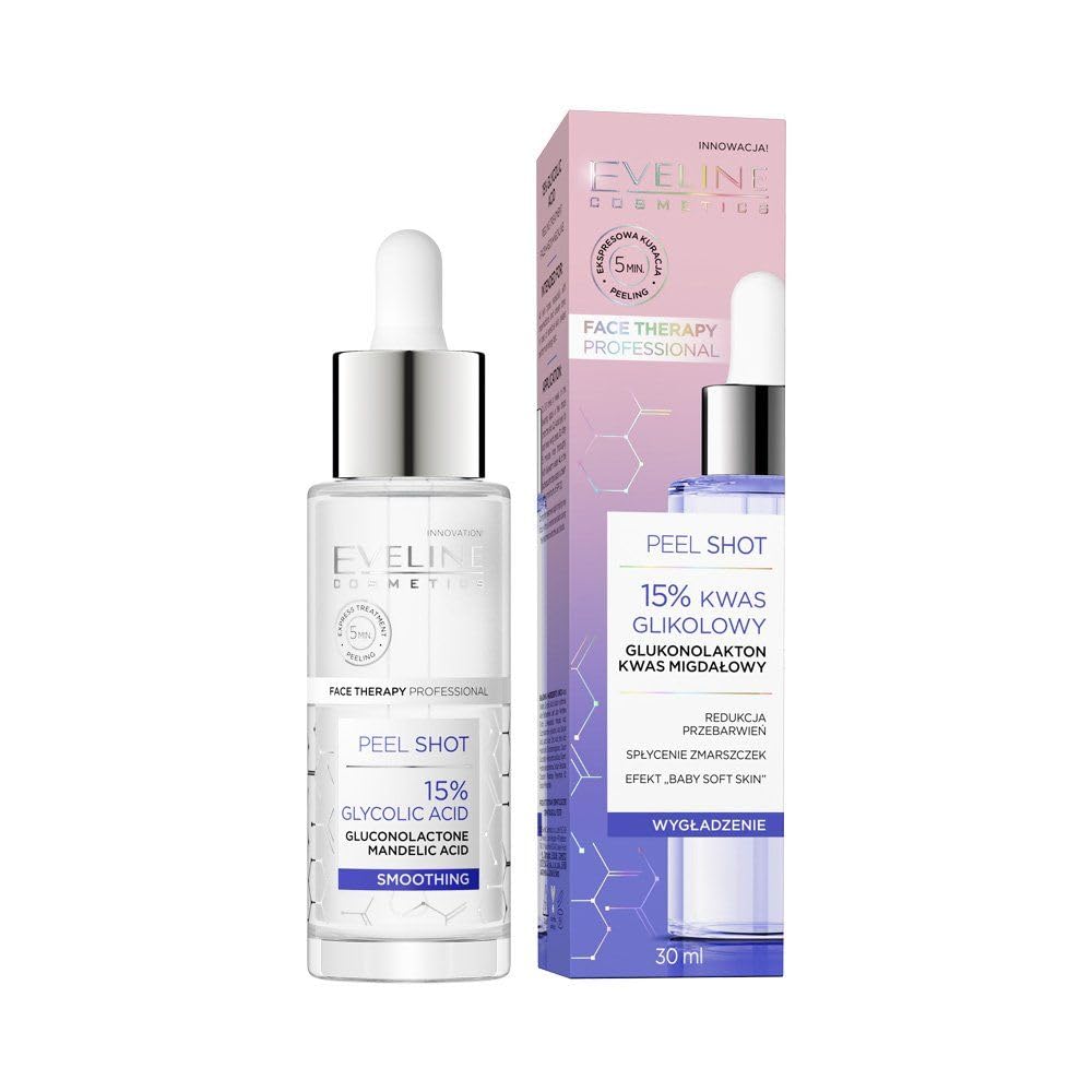Eveline Face Therapy Professional Smoothing Peel Shot 15% glycolic acid treatment for face, neck and neckline 30ml