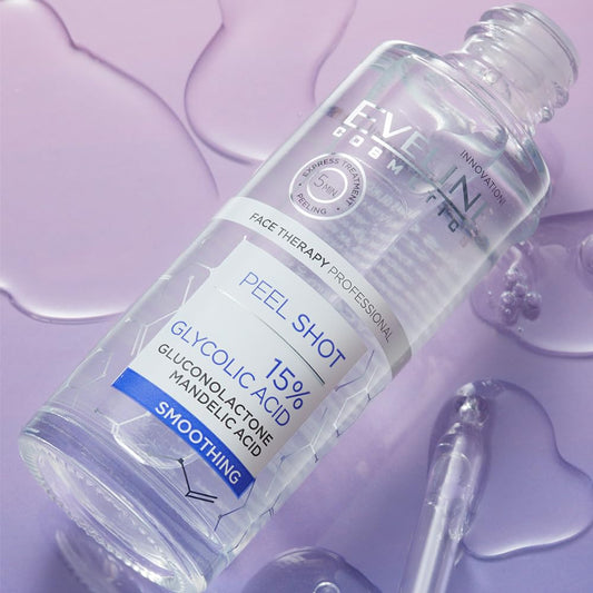 Eveline Face Therapy Professional Smoothing Peel Shot 15% glycolic acid treatment for face, neck and neckline 30ml