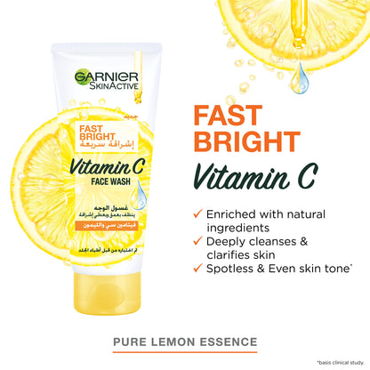 Garnier Skin Active Fast Bright Face Wash With Vitamin C And Lemon - 100ml
