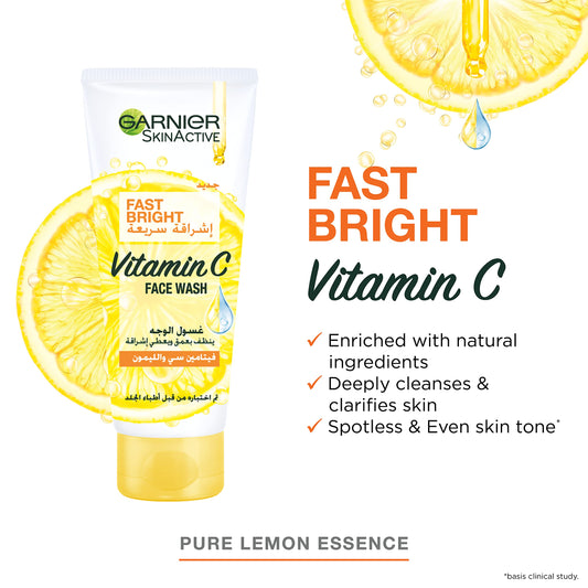 Garnier Skin Active Fast Bright Face Wash With Vitamin C And Lemon - 100ml